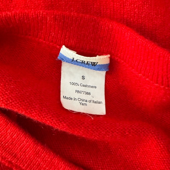 J.Crew 100% Cashmere Red Mock Neck Sweater | Italian Yarn | Size S - Picture 3 of 5